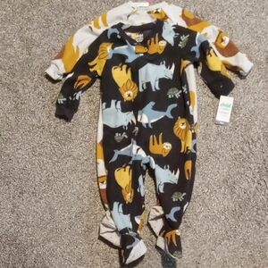 Set Of 2 Animal Print One Piece Pajamas